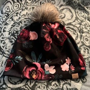M&C black flower beanie